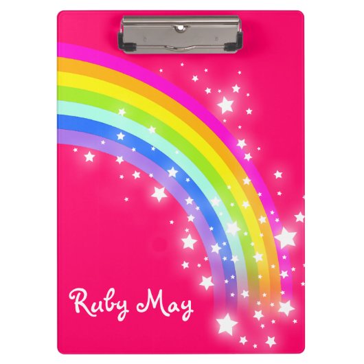 Kinder Regenbogensterne Rosa genannt Clipboard Klemmbrett (Vorderseite)
