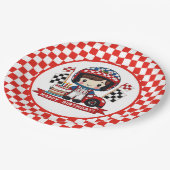 Kinder-Rennfahrer zum Geburtstag Pappteller (Schrägansicht)