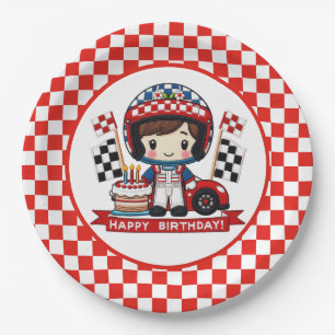 Kinder-Rennfahrer zum Geburtstag Pappteller