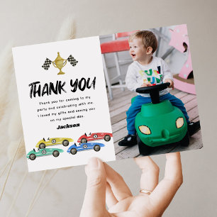 Kinder-Rennwagen-Geburtstags-Foto-Dankeskarten Dankeskarte