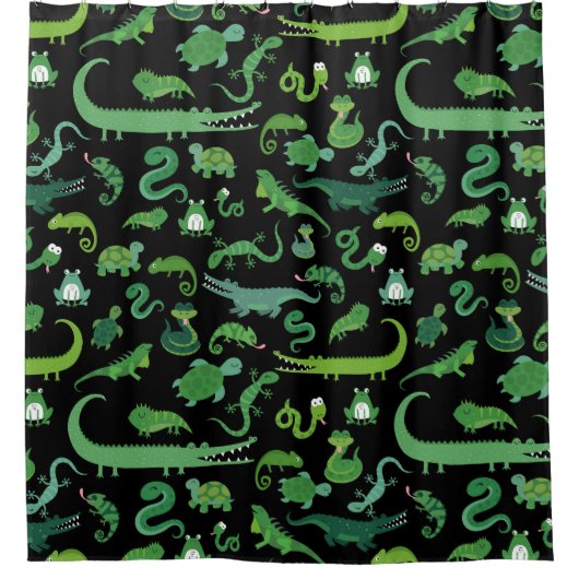 Kinder Reptile Amphibien Grün des Tieres Duschvorhang (Vorderseite)