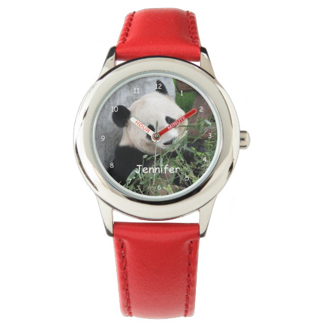Kinder, Riesenpanda Uhr, Roter Streifen Armbanduhr (Vorderseite)