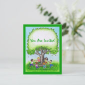 KINDER RING-RUND-BURTSTAG-EINLAGE EINLADUNG (Stehend Vorderseite)