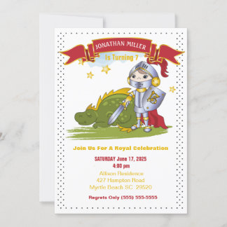 Kinder Ritter in Rüstungsdrache Geburtstagsparty Einladung