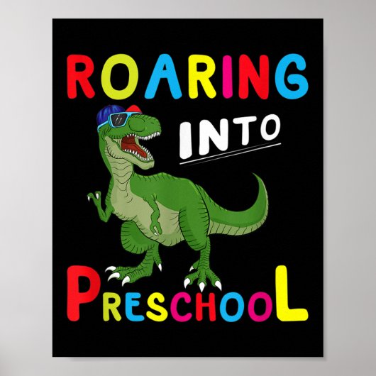 Kinder - Roaring in der Vorschule - Dinosaur T-rex Poster (Vorne)