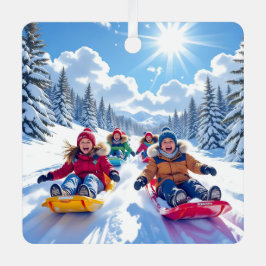 Kinder Rodeln Winter Weihnachten Ornament Aus Metall