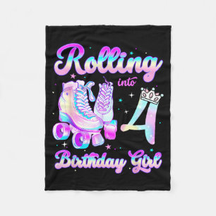 Kinder rollen auf 4 Rollschuhe zum 4. Geburtstag Fleecedecke