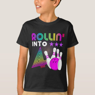 Kinder Rollin in 4 Bowling Geburtstagsparty 4. Geb T-Shirt