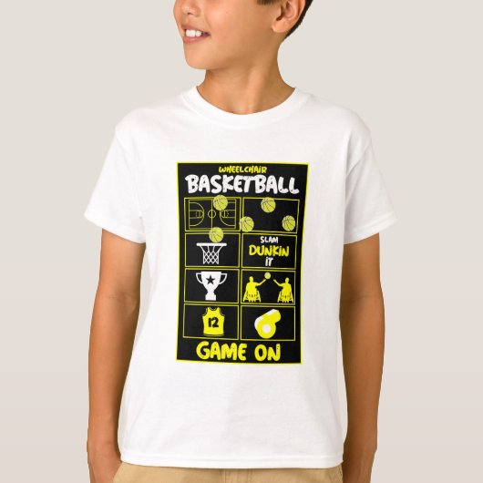 Kinder Rollstuhl Basketball Spieler T-Shirt (Vorderseite)