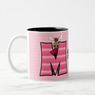 Kinder rosa Monogramm Buchstaben M und Name Zweifarbige Tasse