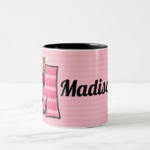 Kinder rosa Monogramm Buchstaben M und Name Zweifarbige Tasse (Mittel)