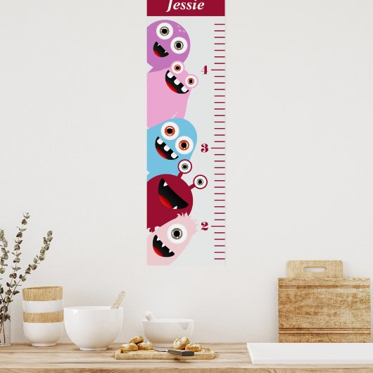 Kinder rosa Monster Growth Chart Poster (Küche)
