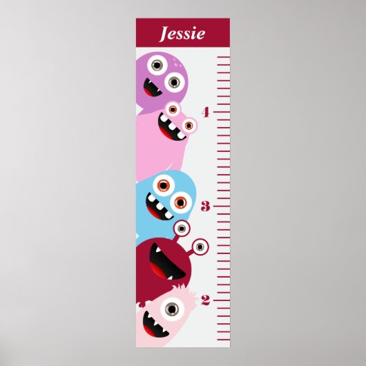 Kinder rosa Monster Growth Chart Poster (Vorne)