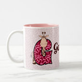 Kinder Rosa Personalisiertes Monogramm Buchstaben Zweifarbige Tasse (Links)