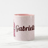 Kinder Rosa Personalisiertes Monogramm Buchstaben  Zweifarbige Tasse (Mittel)