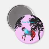 Kinder rosa Pferd Magnet (Vorderseite/Rückseite)