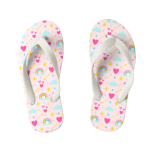 Kinder Rosa Regenbogen Gemustert Flip Flops Kinderbadesandalen