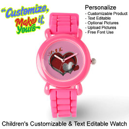 Kinder Rosa Silicone Pink sehen rosa Gesicht Armbanduhr