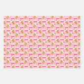 Kinder Rosa Weihnachtspapier-Set aus 3 Bögen Geschenkpapier Set (Vorderseite 3)
