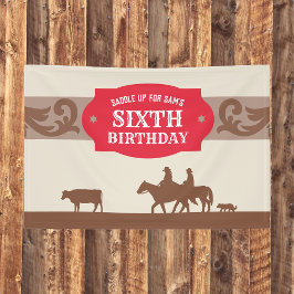 Kinder Rot/Braun Western Thema Geburtstagsparty Banner