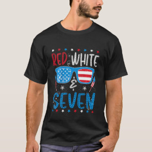Kinder rot weiß und sieben 7. Geburtstag 4. Juli b T-Shirt