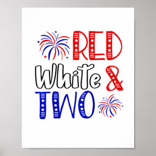 Kinder rot weiß und zwei 2. Geburtstag 4. Juli in Poster