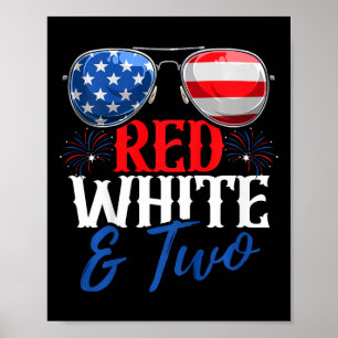 Kinder rot weiß und zwei 4. Juli Geburtstagsparty Poster