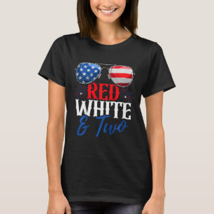 Kinder rot weiß und zwei 4. Juli Geburtstagsparty T-Shirt