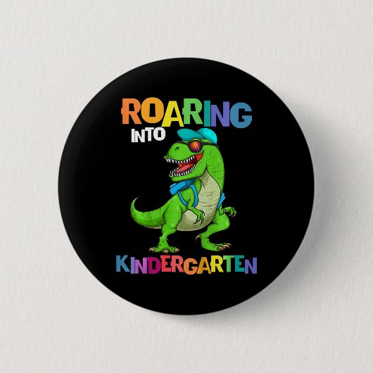 Kinder rotieren in den Kindergarten Dinosaurier T Button (Vorderseite)