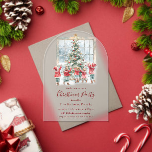 Kinder rund um das Weihnachtsfest im Baum-Party Acryleinladungen