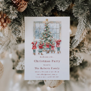 Kinder rund um das Weihnachtsfest im Baum-Party Einladung