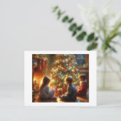 Kinder rund um den Weihnachtsbaum, Postkarte (Stehend Vorderseite)