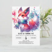 Kinder Rustikaler Fox Geburtstag Einladung (Stehend Vorderseite)