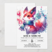 Kinder Rustikaler Fox Geburtstag Einladung (Vorne/Hinten)