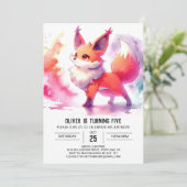 Kinder Rustikaler Fox Geburtstag Einladung (Stehend Vorderseite)