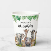 Kinder Safari Party Tiere Geburtstag Pappbecher (Rückseite)