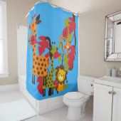 Kinder Safari Tiere Giraffen Tiger Lion Duschvorhang (Beispiel)