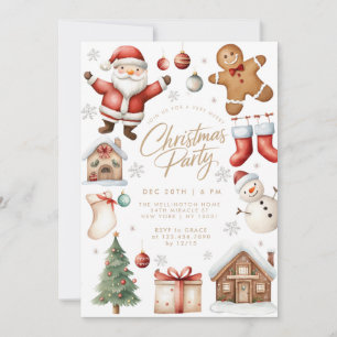 Kinder Santa Claus Süße Weihnachtsfeier Einladung