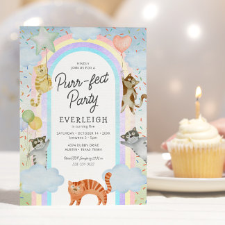 Kinder säubern Katzen Geburtstag Einladung