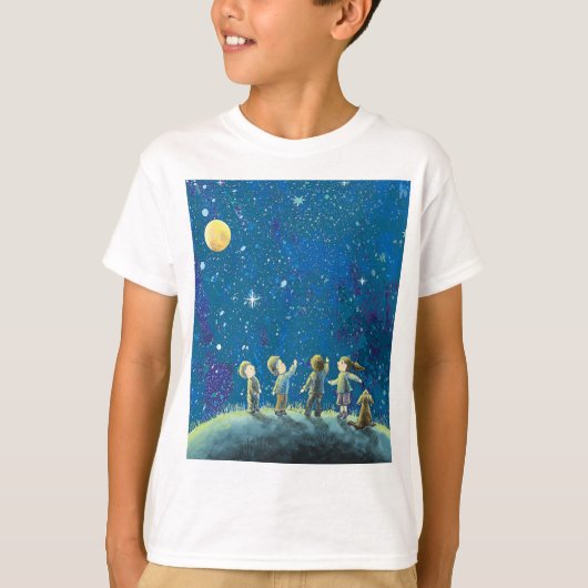 Kinder schauen sich den nächtlichen Sky T - Shirt (Vorderseite)