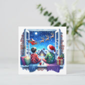 Kinder schauen Weihnachten Weihnachten im Schlitte (Stehend Vorderseite)