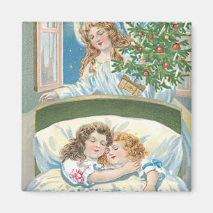 Kinder schlafen Engel Weihnachtsbaum Fenster Magnet