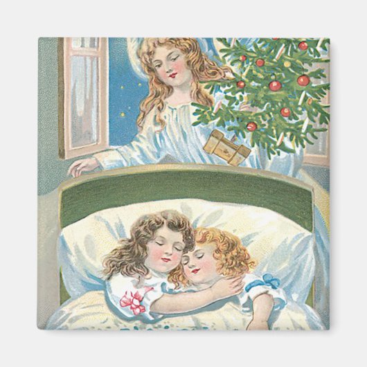 Kinder schlafen Engel Weihnachtsbaum Fenster Magnet (Vorne)