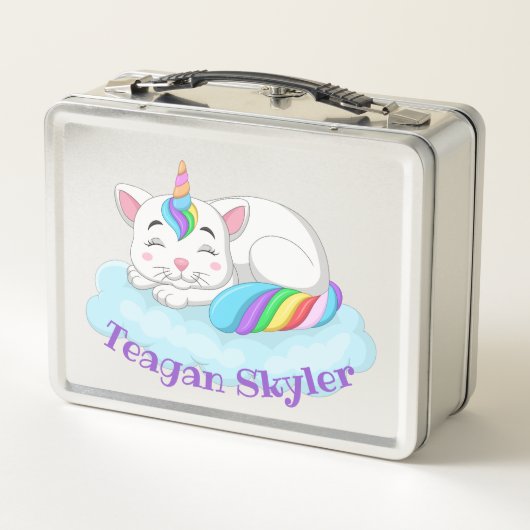 Kinder Schlafen Kitty Unicorn Red Lunchbox (Rückseite)