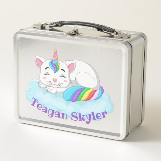 Kinder Schlafen Kitty Unicorn Red Lunchbox (Vorderseite)