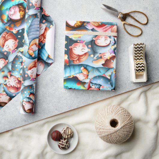 Kinder schlafend schlafend Schlummer Schlafanzug S Geschenkpapier (Kunsthandwerk)