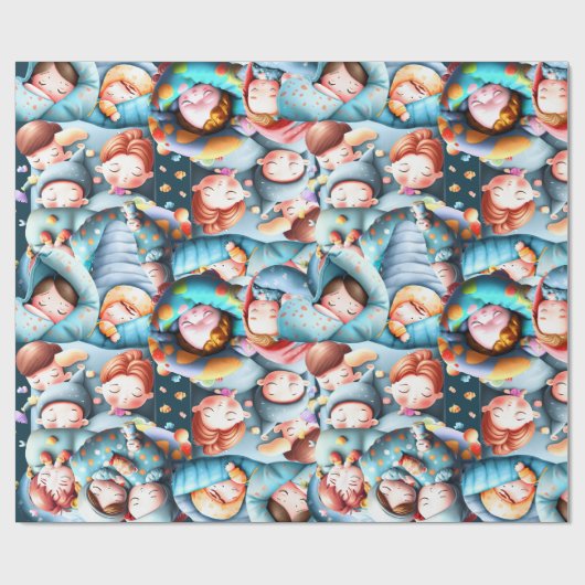 Kinder schlafend schlafend Schlummer Schlafanzug S Geschenkpapier (Flach)