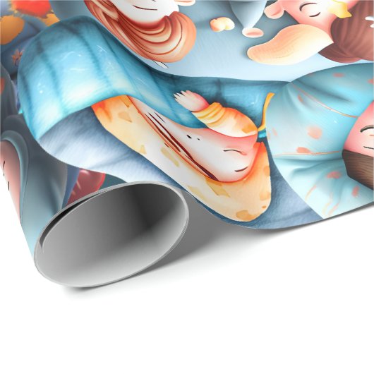 Kinder schlafend schlafend Schlummer Schlafanzug S Geschenkpapier (Rolleneckpunkt)