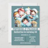 Kinder Schlafsäcke Popcorn Schlafanzug Schlafanzug Einladung (Vorderseite)