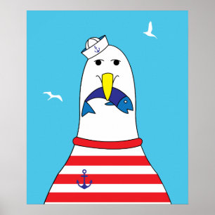 Kinder Schlafzimmer Niedlich Gewitter Seagull Bird Poster